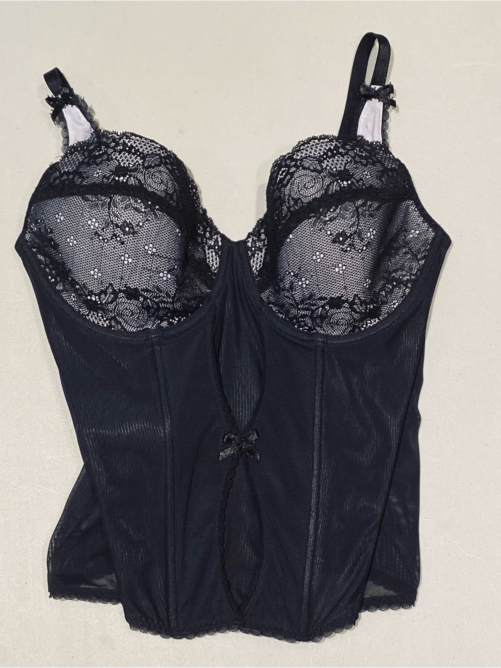Soma Black Lace Underwire Longline Bustier, size 36D